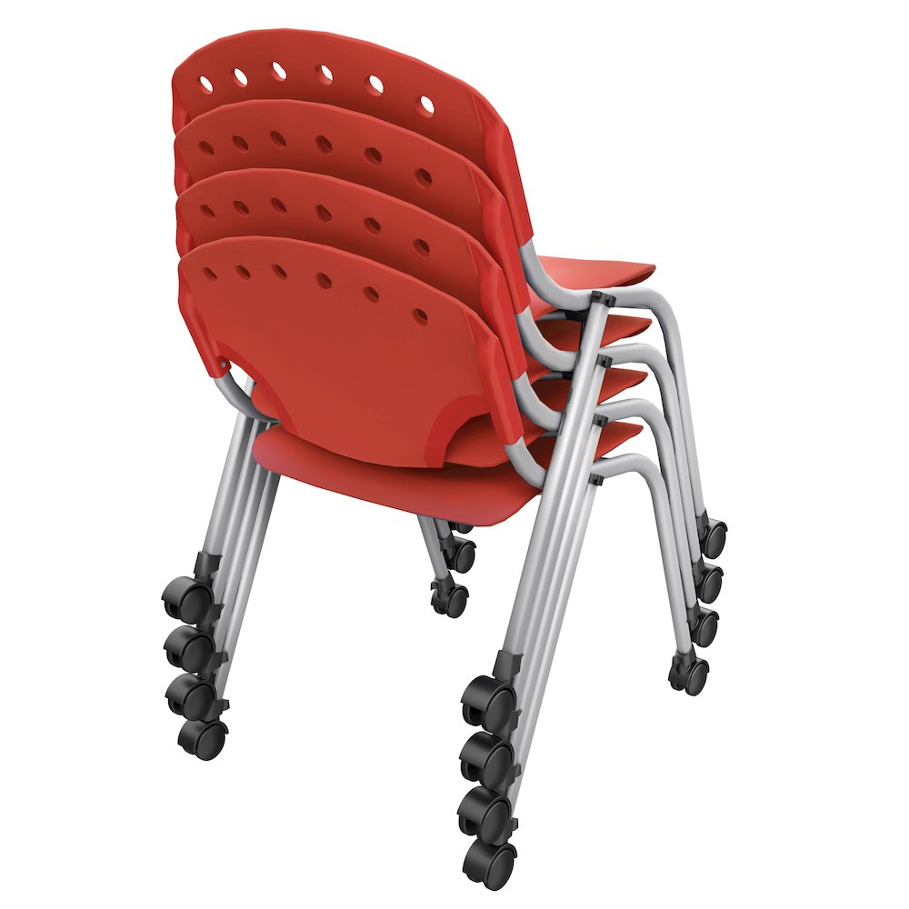Rico Classroom Training Mobile Stack Chair Armless - Red - 4 Pack