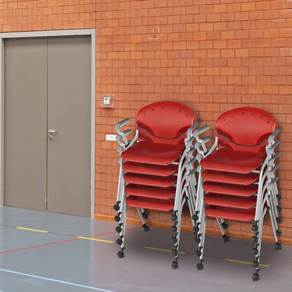 Rico Classroom Training Mobile Stack Chair with Arms - Red - 11 Pack