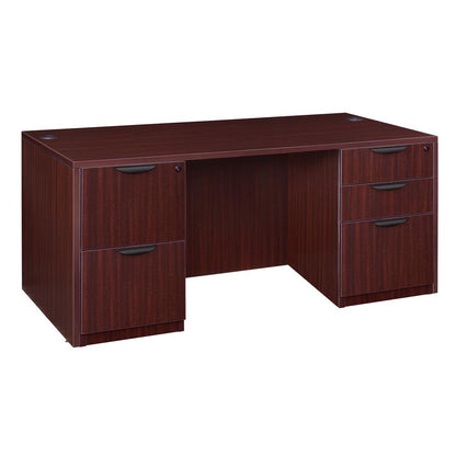 Legacy 66" Double Full Pedestal Desk- Mahogany