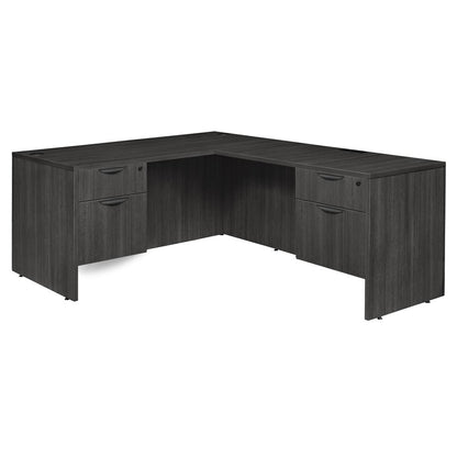 Legacy 60" Double Pedestal L-Desk with 47" Return- Ash Grey