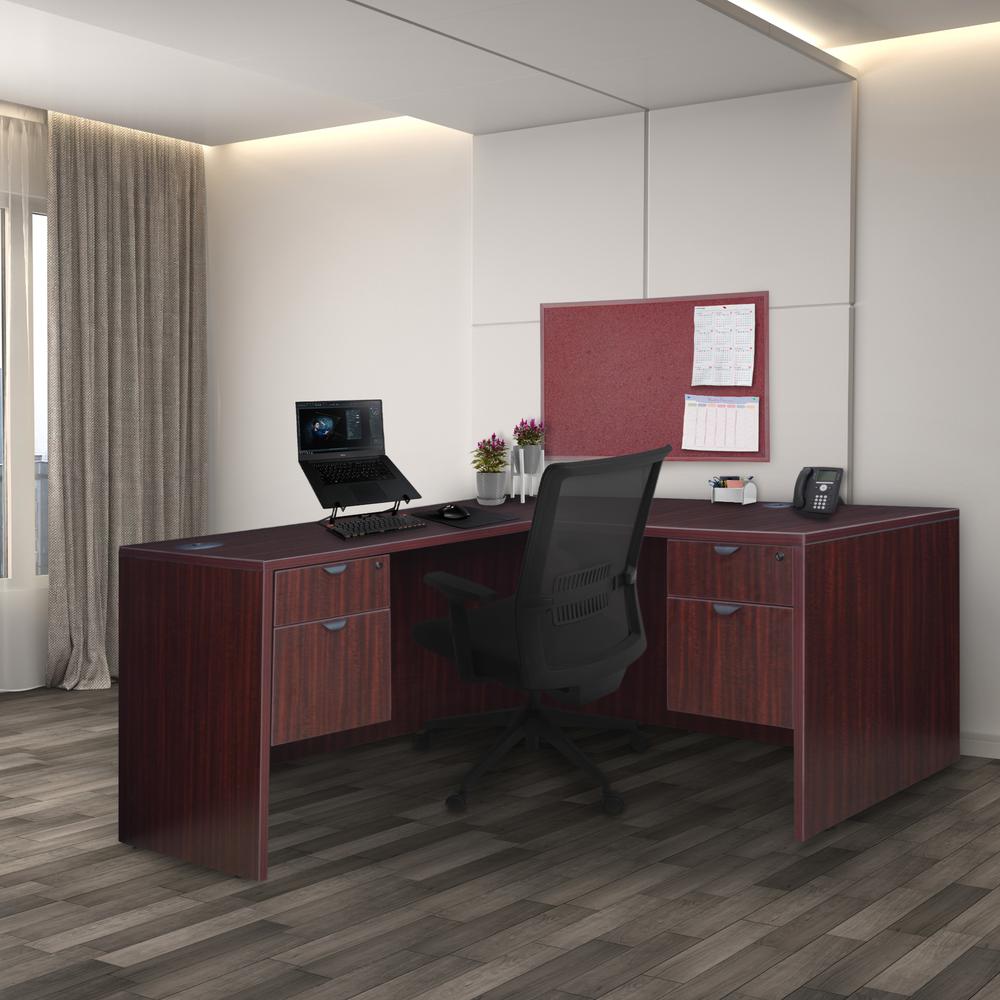 Legacy 60" Double Pedestal L-Desk with 47" Return- Mahogany