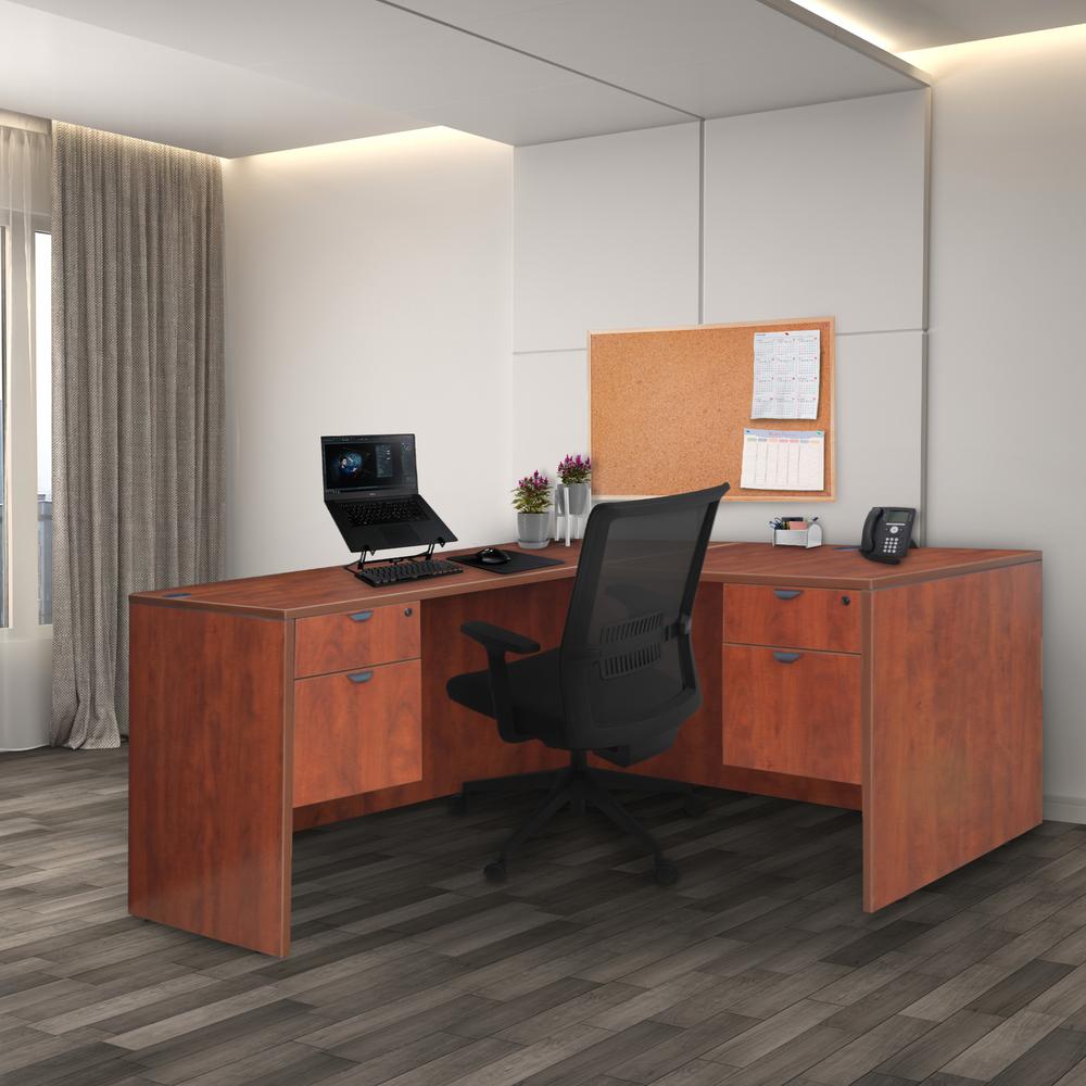Legacy 60" Double Pedestal L-Desk with 35" Return- Cherry