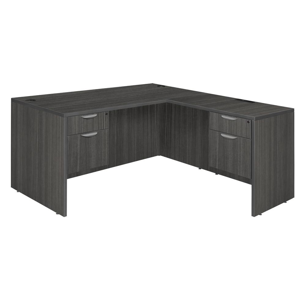 Legacy 66" Double Pedestal L-Desk with 35" Return- Ash Grey