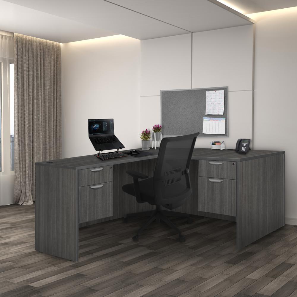 Legacy 66" Double Pedestal L-Desk with 35" Return- Ash Grey