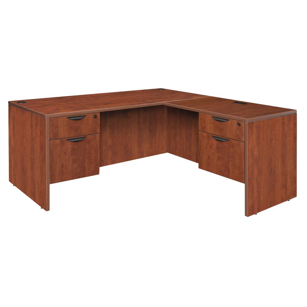 Legacy 66" Double Pedestal L-Desk with 35" Return- Cherry