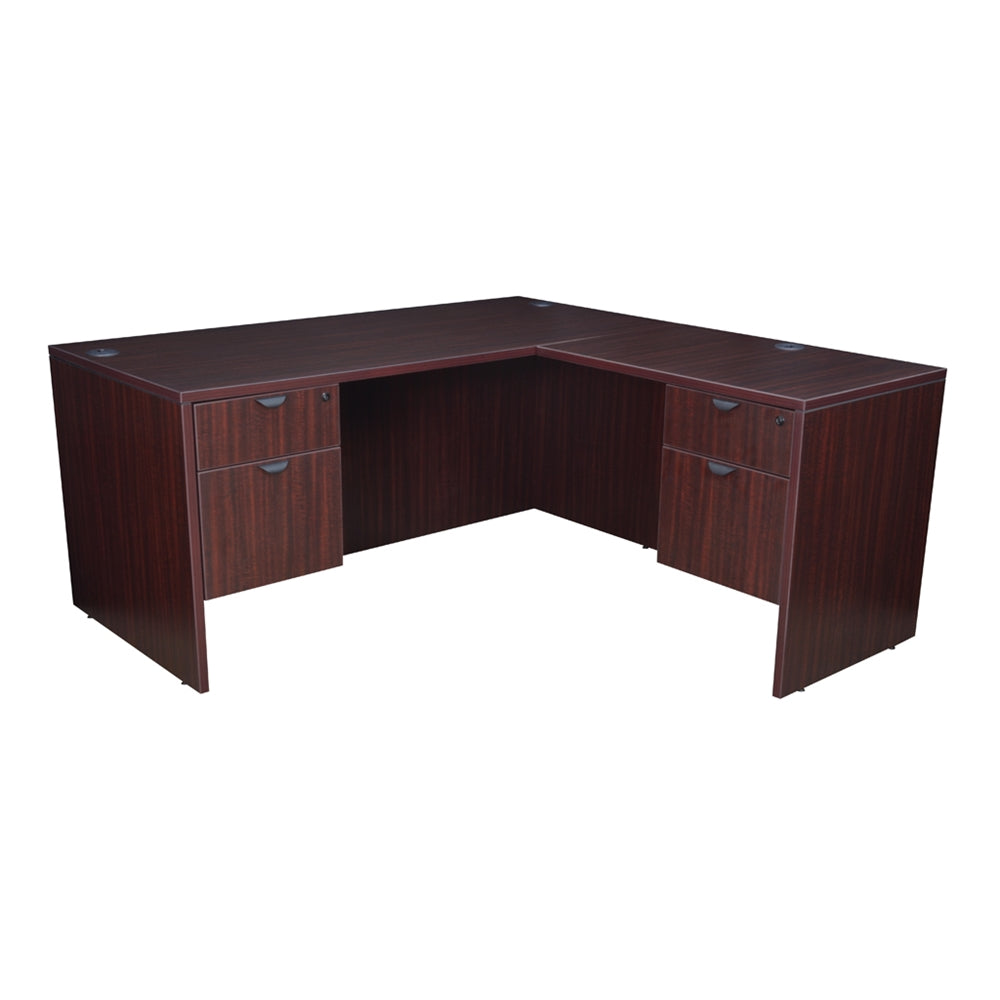 Legacy 66" Double Pedestal L-Desk with 47" Return- Mahogany
