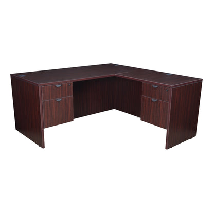 Legacy 66" Double Pedestal L-Desk with 47" Return- Mahogany