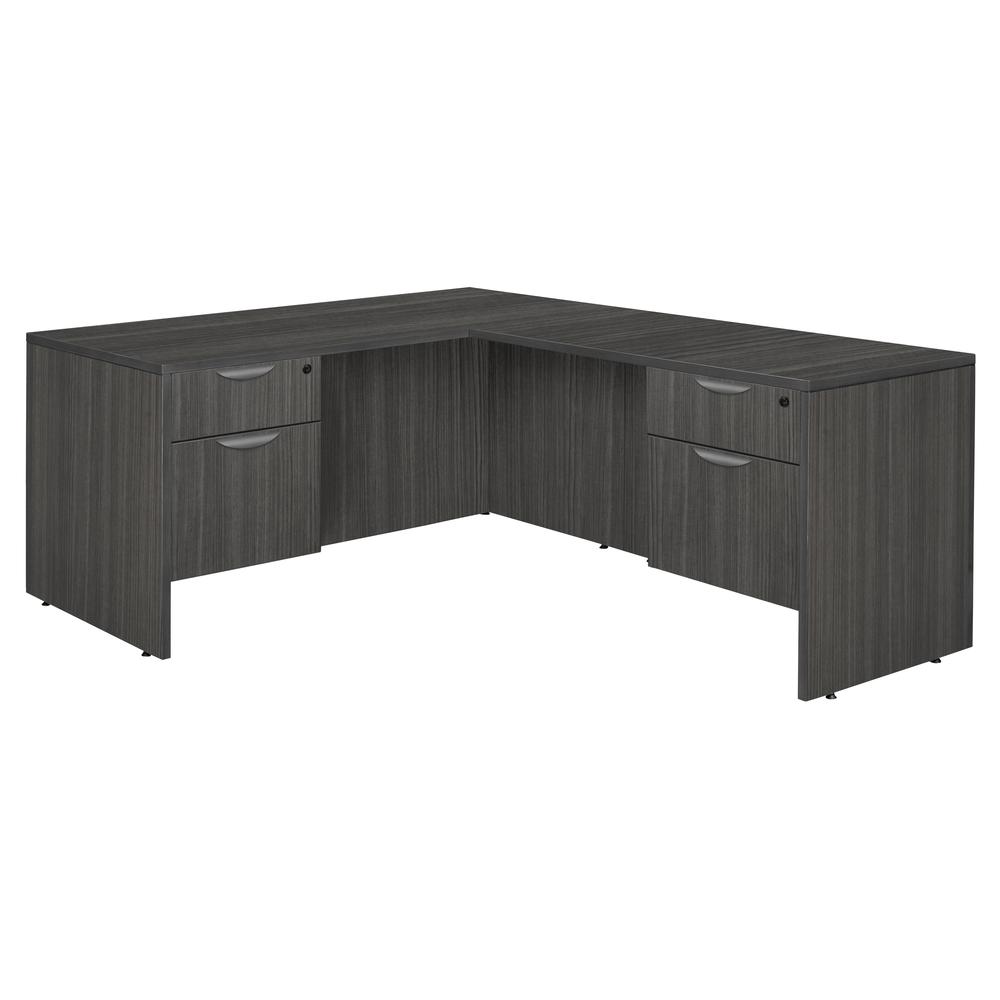 Legacy 71" Double Pedestal L-Desk with 47" Return- Ash Grey