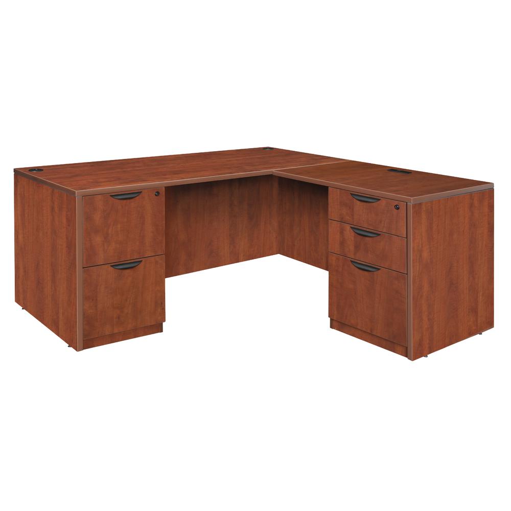 Legacy 71" Double Full Pedestal L-Desk with 35" Return- Cherry