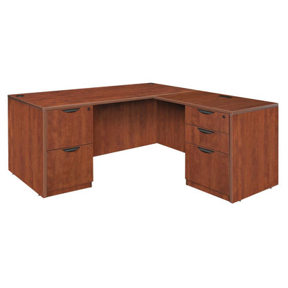 Legacy 71" Double Full Pedestal L-Desk with 35" Return- Cherry