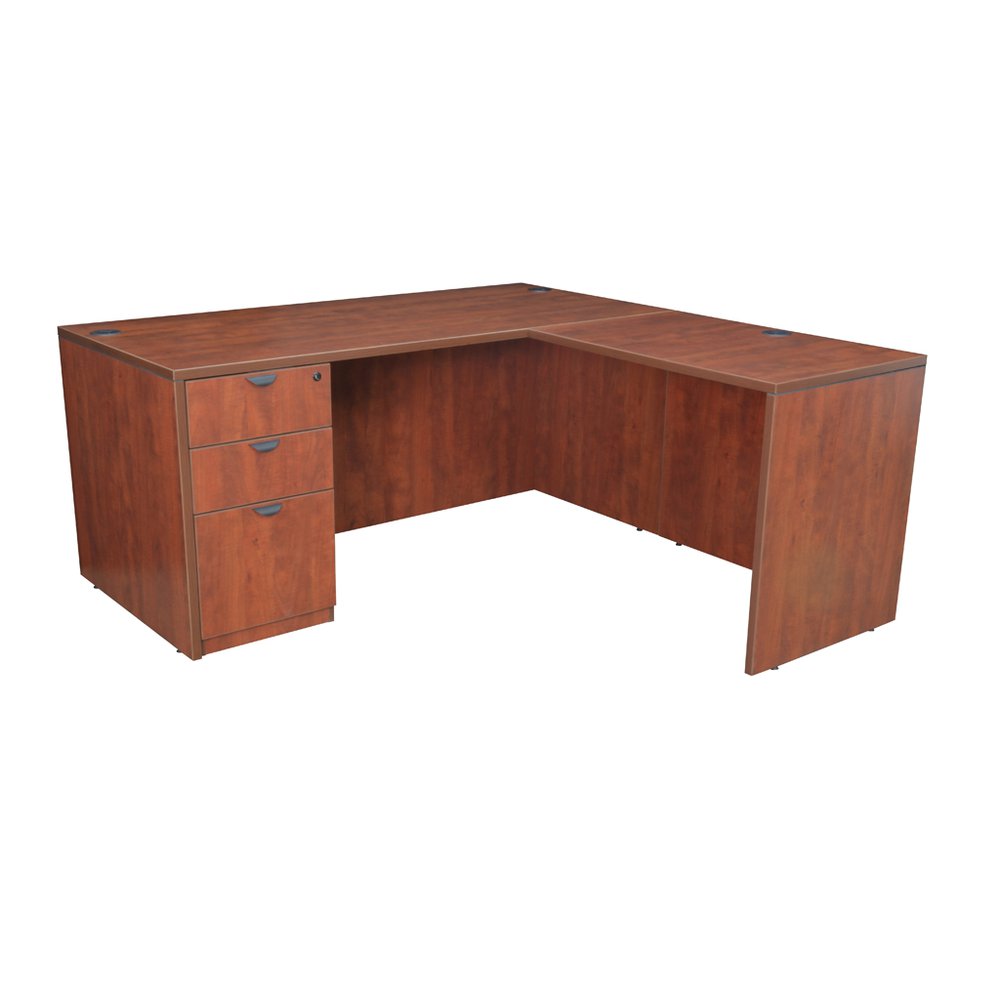 Legacy 60" Single Full Pedestal L-Desk with 47" Return- Cherry