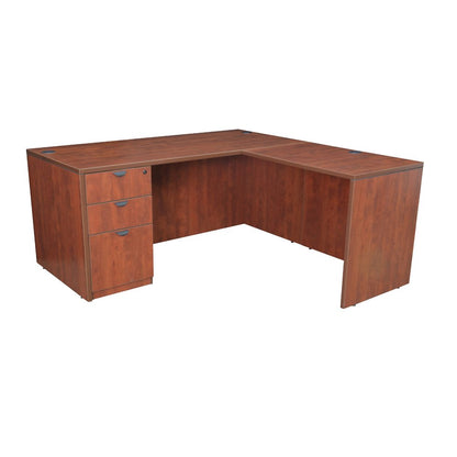 Legacy 60" Single Full Pedestal L-Desk with 47" Return- Cherry