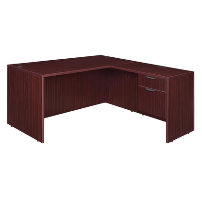Legacy 66" Single Pedestal L-Desk with 47" Return- Mahogany