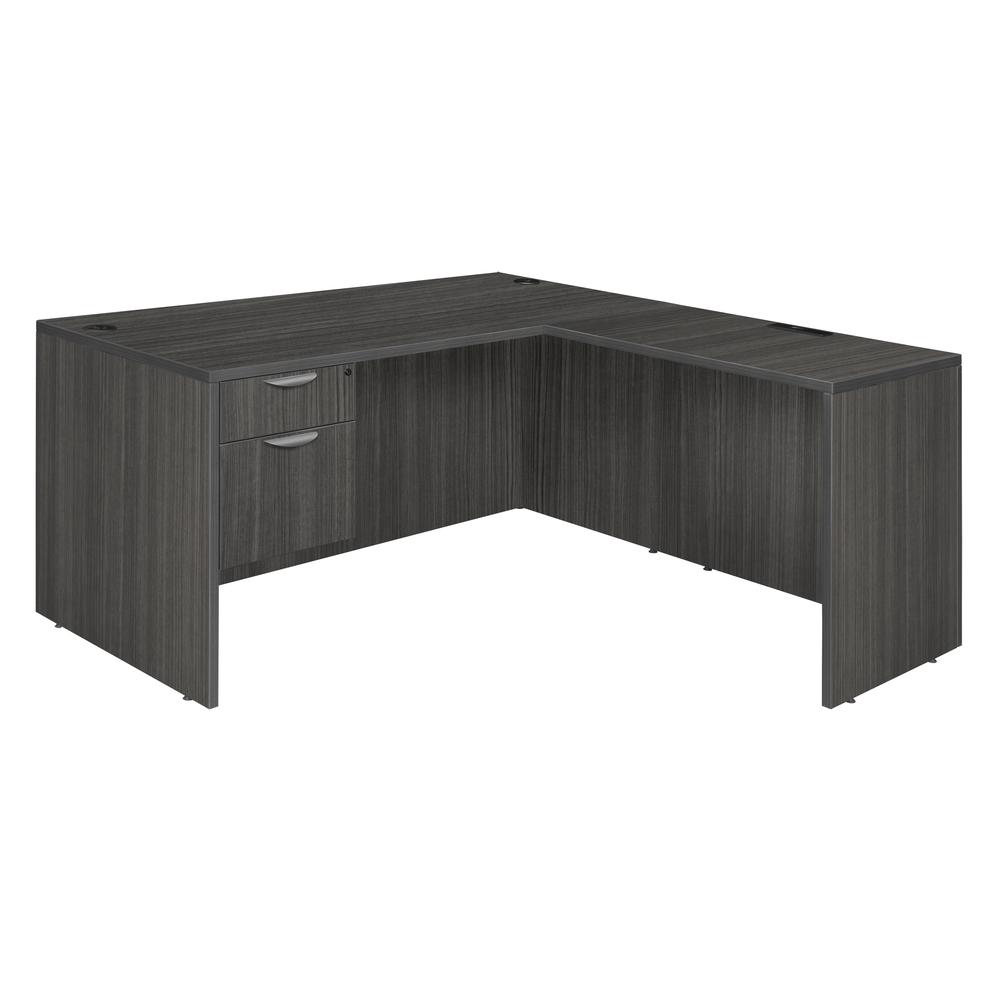 Legacy 71" Single Pedestal L-Desk with 35" Return- Ash Grey