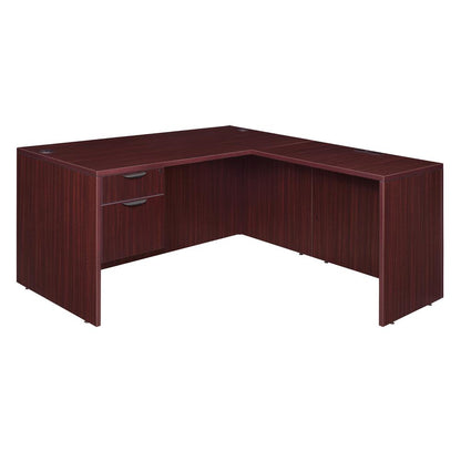 Legacy 71" Single Pedestal L-Desk with 35" Return- Mahogany