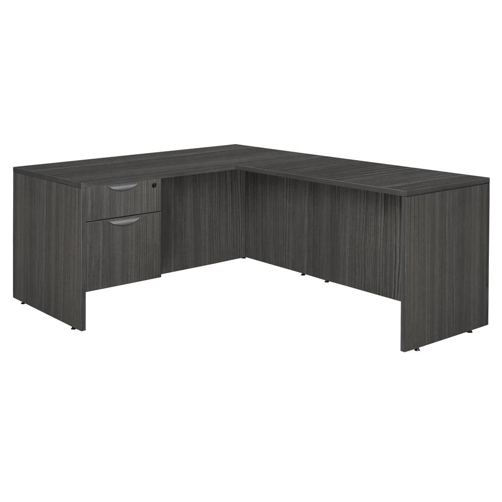 Legacy 71" Single Pedestal L-Desk with 47" Return- Ash Grey