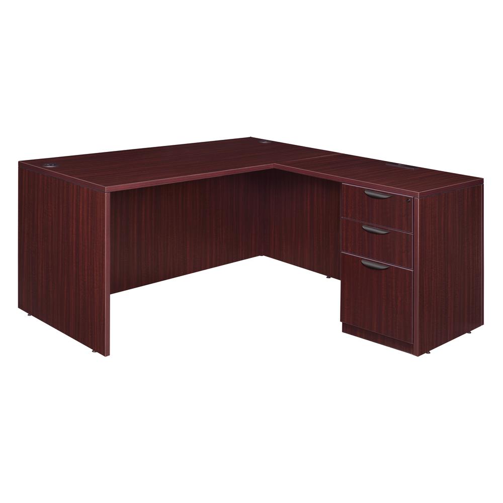 Legacy 60" Single Full Pedestal L-Desk with 47" Return- Mahogany