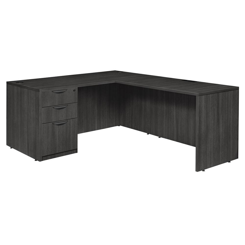 Legacy 66" Single Full Pedestal L-Desk with 47" Return- Ash Grey