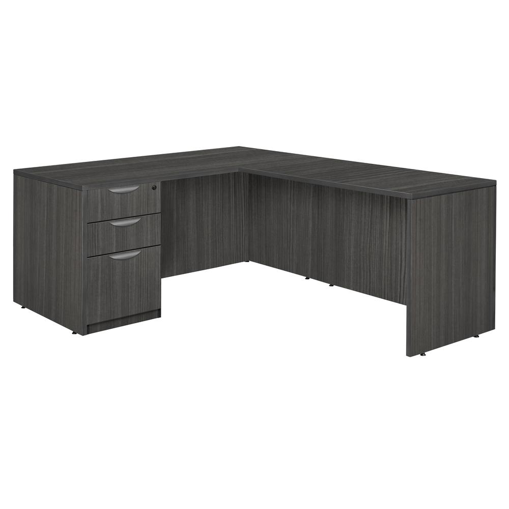 Legacy 71" Single Full Pedestal L-Desk with 47" Return- Ash Grey