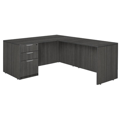 Legacy 71" Single Full Pedestal L-Desk with 47" Return- Ash Grey