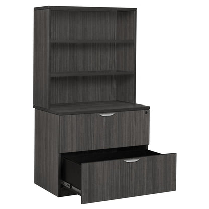 Legacy Lateral File with Open Hutch- Ash Grey