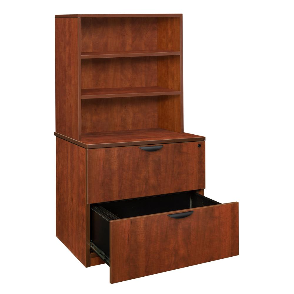 Legacy Lateral File with Open Hutch- Cherry