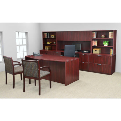 Legacy Lateral File with Open Hutch- Mahogany