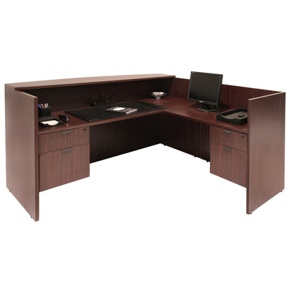 Legacy Double Box File Pedestal Reception Desk- Mahogany