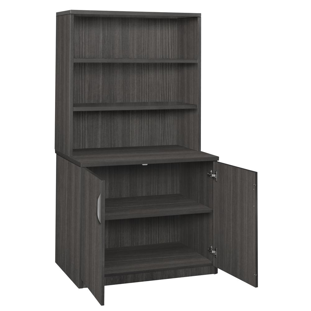 Legacy 29" Storage Cabinet with Open Hutch- Ash Grey
