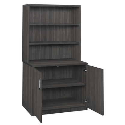 Legacy 29" Storage Cabinet with Open Hutch- Ash Grey