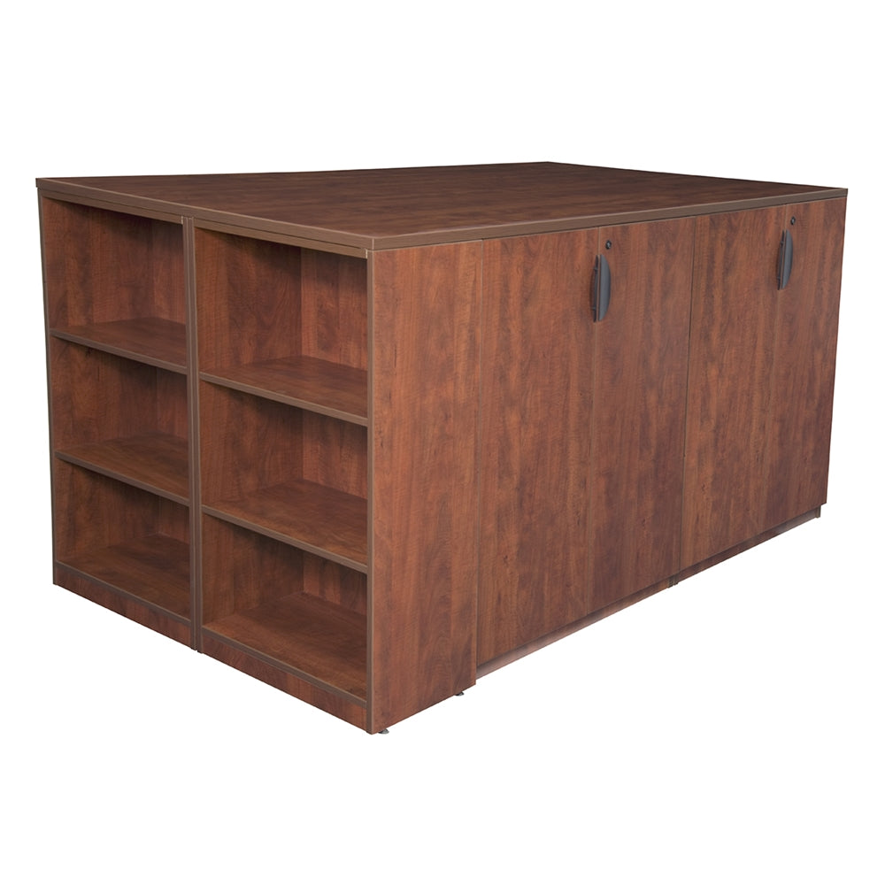 Legacy Stand Up 2 Storage Cabinet/ 2 Lateral File Quad with Bookcase End- Cherry