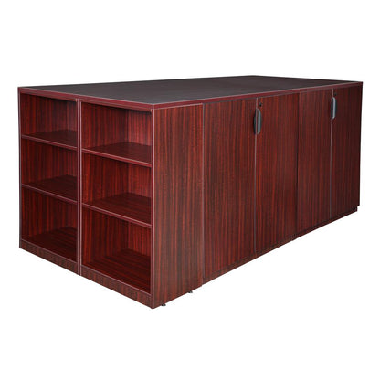 Legacy Stand Up Storage Cabinet Quad with Bookcase End- Mahogany