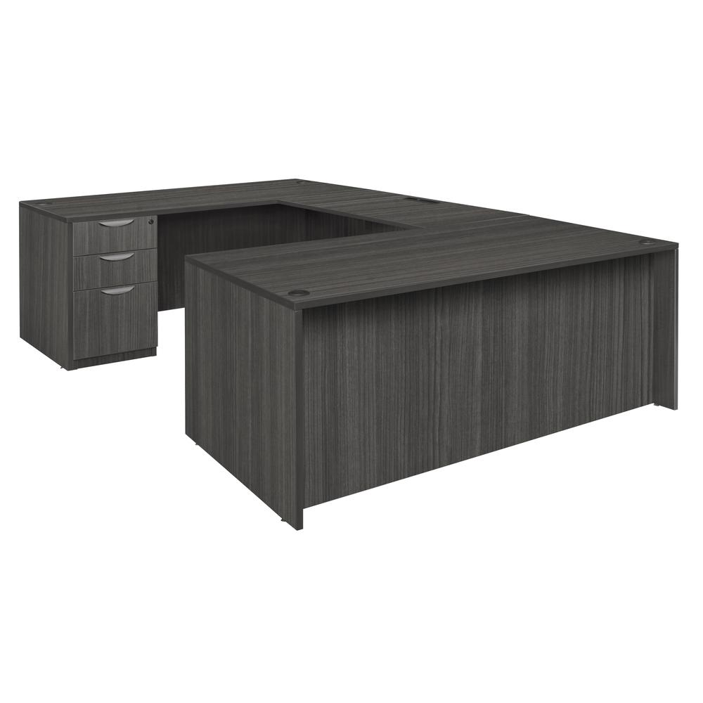 Legacy 71" Double Full Pedestal U-Desk- Ash Grey