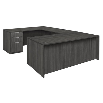 Legacy 71" Double Full Pedestal U-Desk- Ash Grey