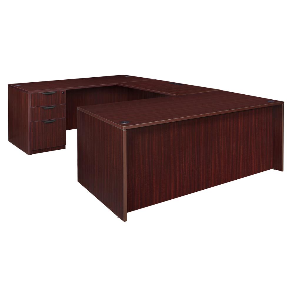 Legacy 71" Double Full Pedestal U-Desk- Mahogany