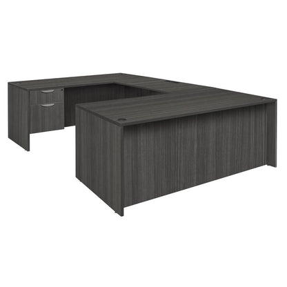 Legacy 71" Single Pedestal U-Desk- Ash Grey