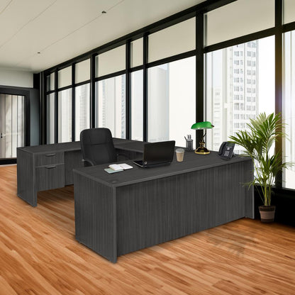 Legacy 71" Single Pedestal U-Desk- Ash Grey