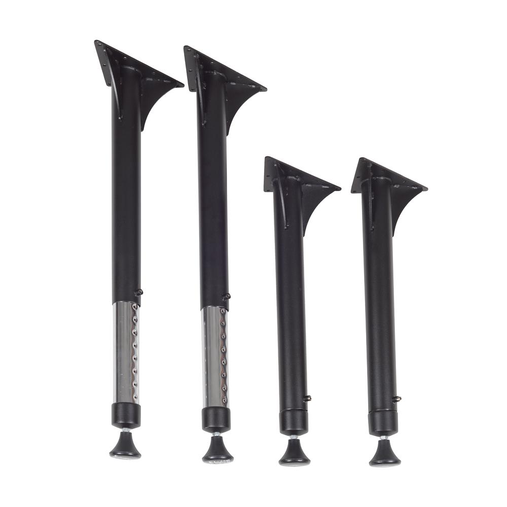 Kee Adjustable Leg, Black and Chrome (Set of 4)