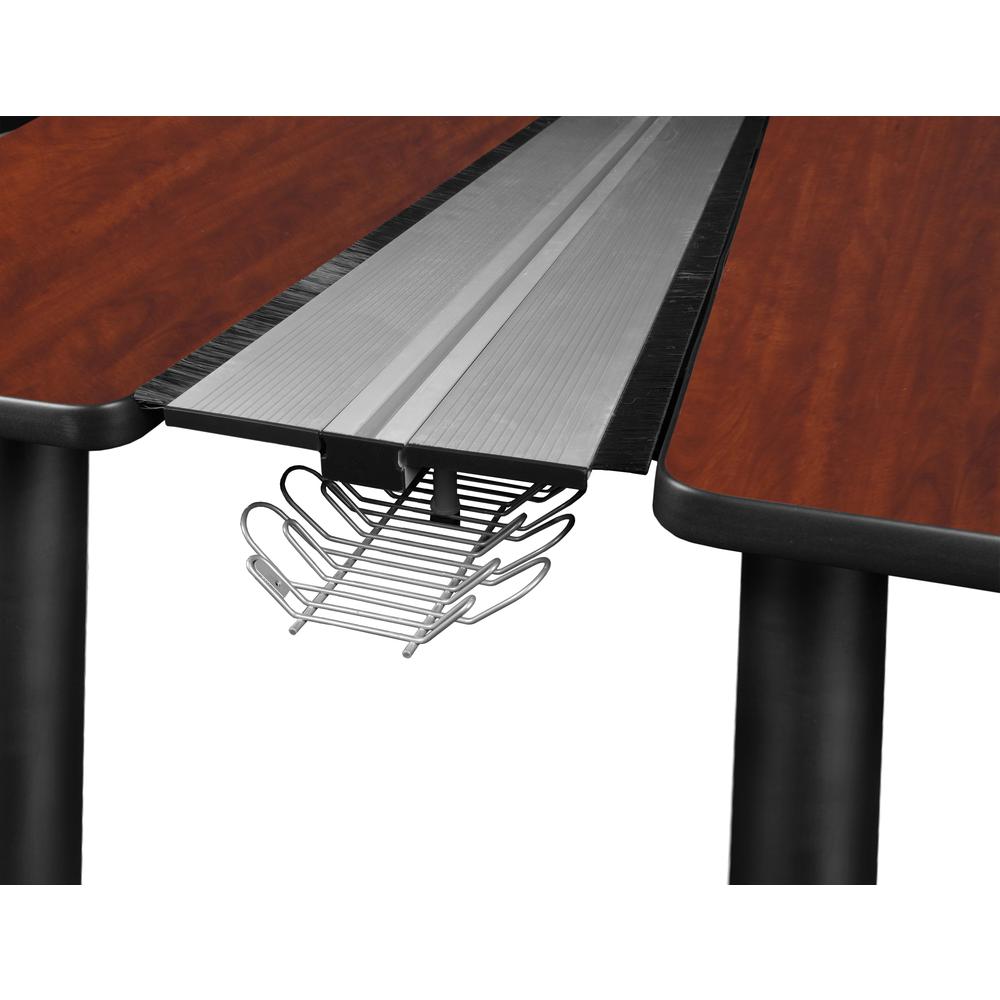 Kee 60" x 24" Double Benching System with Privacy Divider- Cherry/ Black
