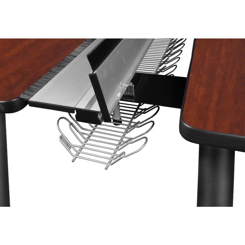 Kee 60" x 24" Double Benching System with Privacy Divider- Cherry/ Black