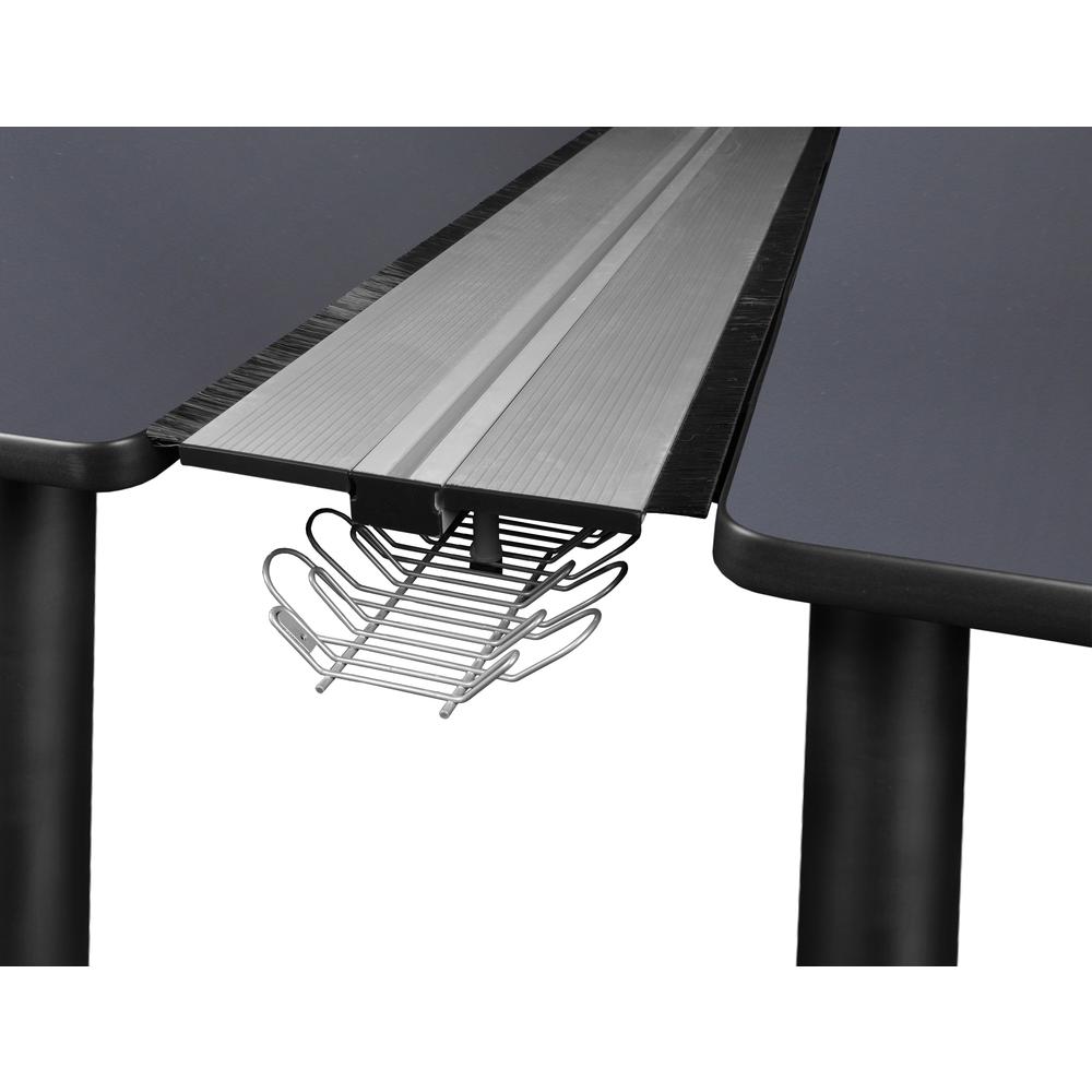 Kee 60" x 24" Double Benching System with Privacy Divider- Grey/ Black