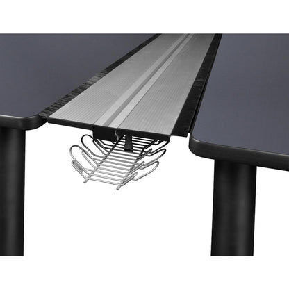 Kee 60" x 24" Double Benching System with Privacy Divider- Grey/ Black