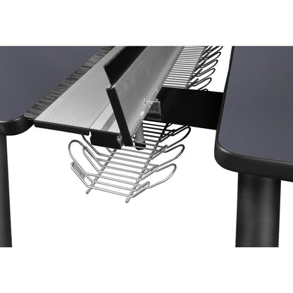Kee 60" x 24" Double Benching System with Privacy Divider- Grey/ Black