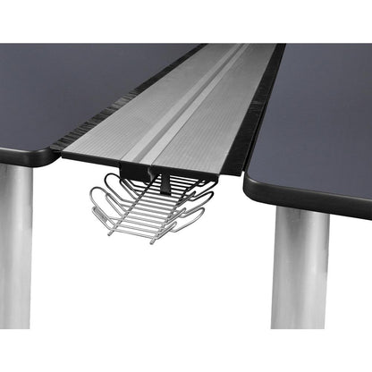 Kee 60" x 24" Double Benching System with Privacy Divider- Grey/ Chrome