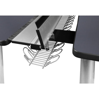 Kee 60" x 24" Double Benching System with Privacy Divider- Grey/ Chrome