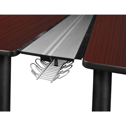 Kee 60" x 24" Double Benching System with Privacy Divider- Mahogany/ Black