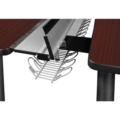 Kee 60" x 24" Double Benching System with Privacy Divider- Mahogany/ Black