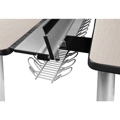 Kee 60" x 24" Double Benching System with Privacy Divider- Maple/ Chrome