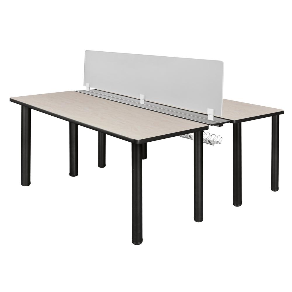 Kee 60" x 24" Benching System with Privacy Divider- Maple/ Black