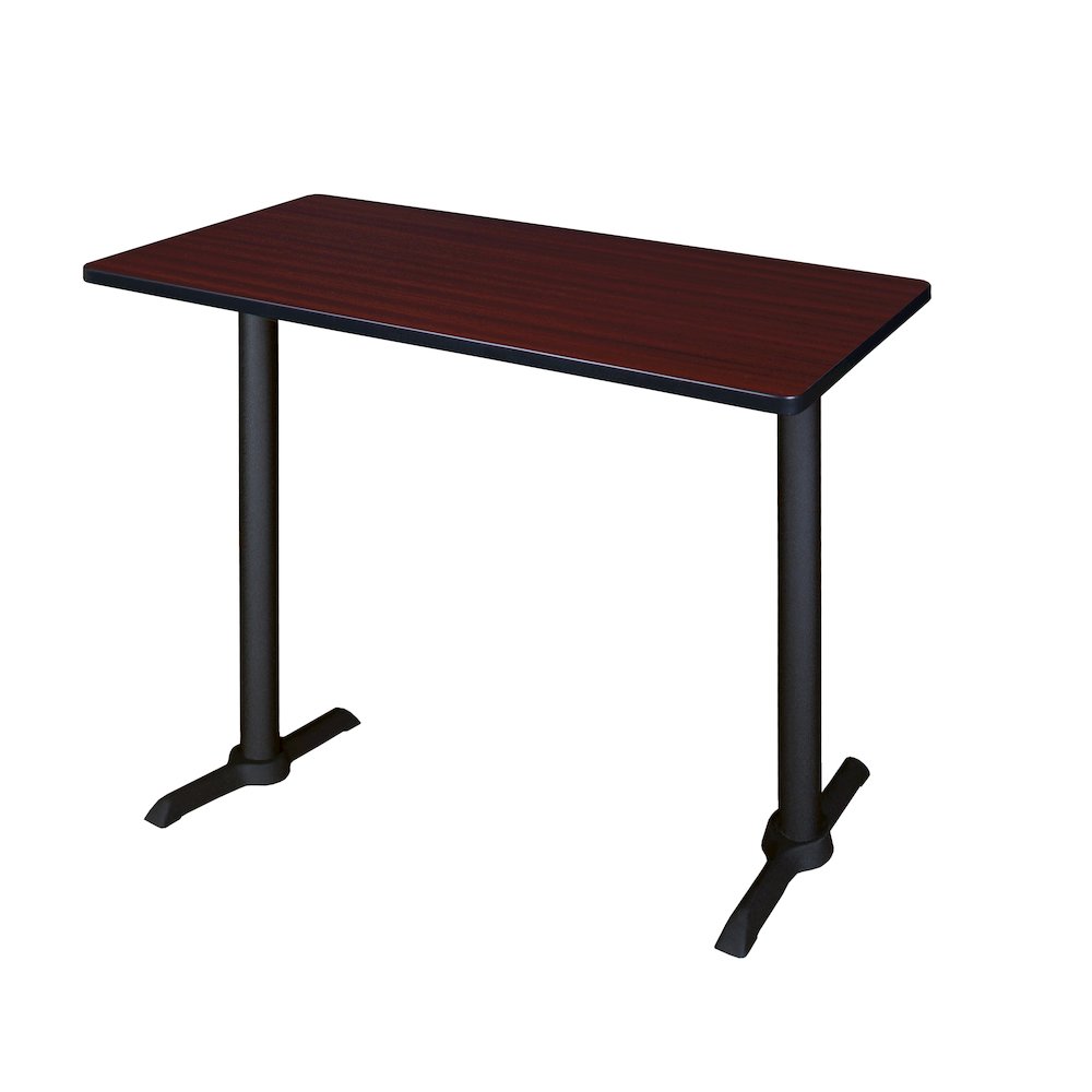 48 x 24 in. Steel T-Base Cafe Training Seminar Table- Mahogany